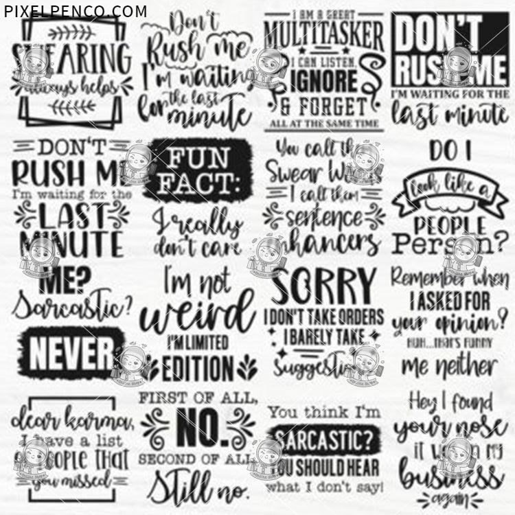 Funny Quotes Bundle | Hand-Drawn English Proverbs Clipart EPS Files | HD Premium Design Assets