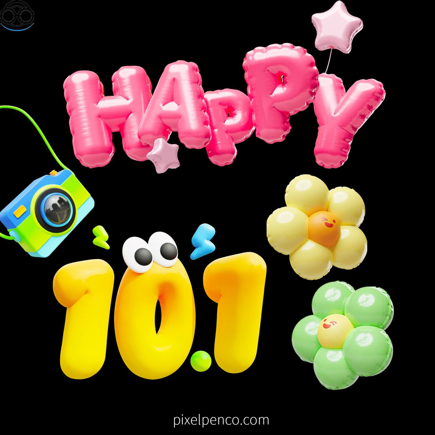 3D Inflated - Style Cartoon Flowers, Arrows, Graphics & Emojis - Children’S Day Model Design Assets For Blender 159 - pixelpenco
