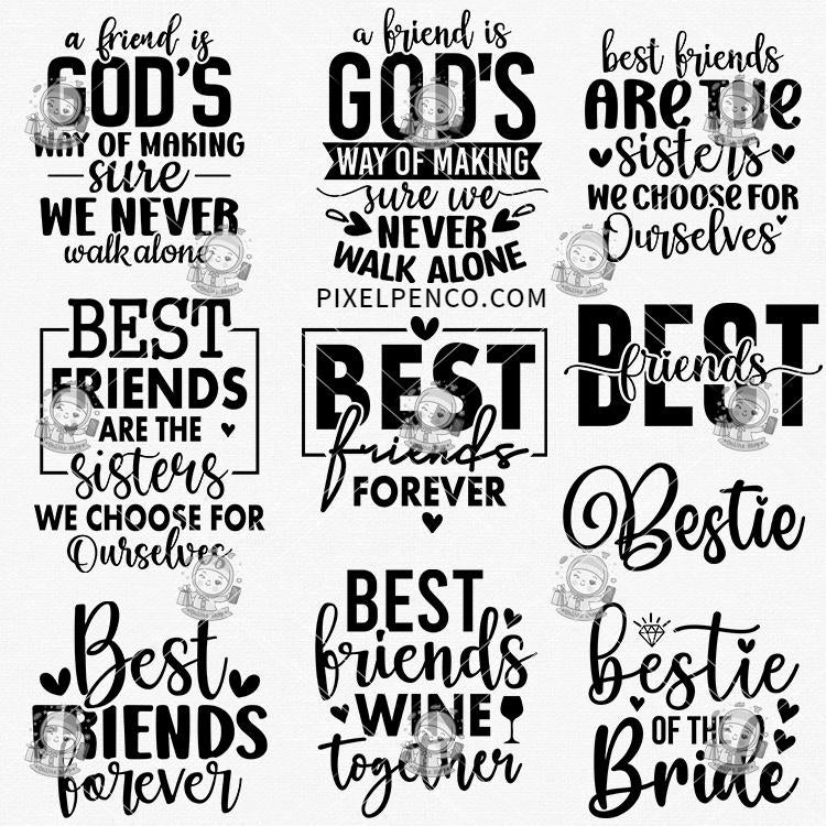 Best Friends Text Design Pack | Alphabet Design Decorative Clipart EPS Source Files | High - Definition Design Materials