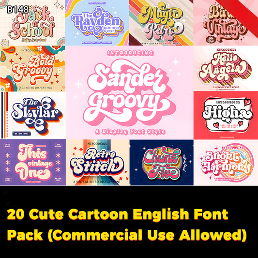 20 Cute English Fonts For PS & Procreate – American Retro Cartoon Graffiti Styles, Commercial Use Allowed – Only $0.5! - pixelpenco