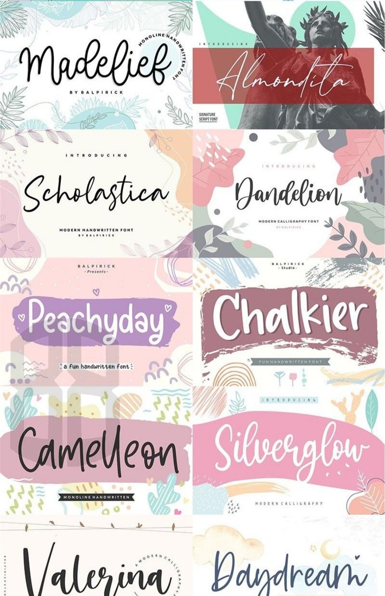 🔥600 Commercial-Use Handwritten Connected English Fonts TTF/OTF|For PS/Procreate/Design|Logo/Wedding/Digital Art Styles – Only $0.4! - pixelpenco