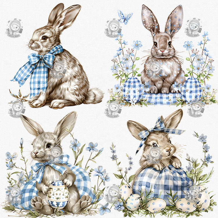 Retro Easter Plaid Clipart Bundle - 28 Hand-Painted Watercolor PNGs | Vintage Seamless Patterns, Transparent Background | Commercial Use - pixelpenco