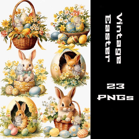 Vintage Easter Plaid Clipart Bundle - 23 Hand-Painted Watercolor PNGs | MENZA-Inspired Patterns, Transparent Background | Commercial Use - pixelpenco