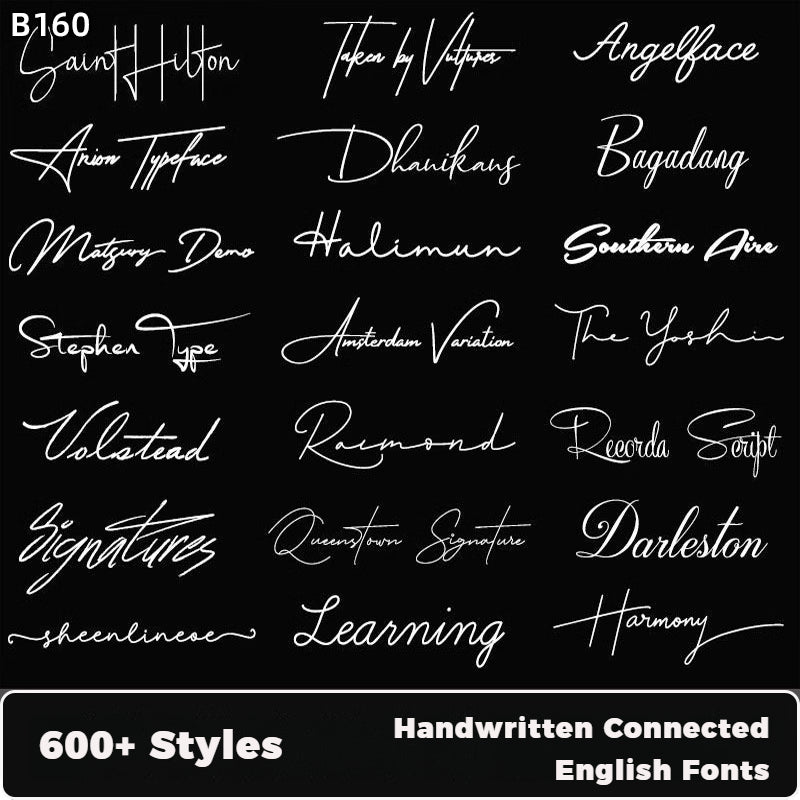 🔥600 Commercial-Use Handwritten Connected English Fonts TTF/OTF|For PS/Procreate/Design|Logo/Wedding/Digital Art Styles – Only $0.4! - pixelpenco