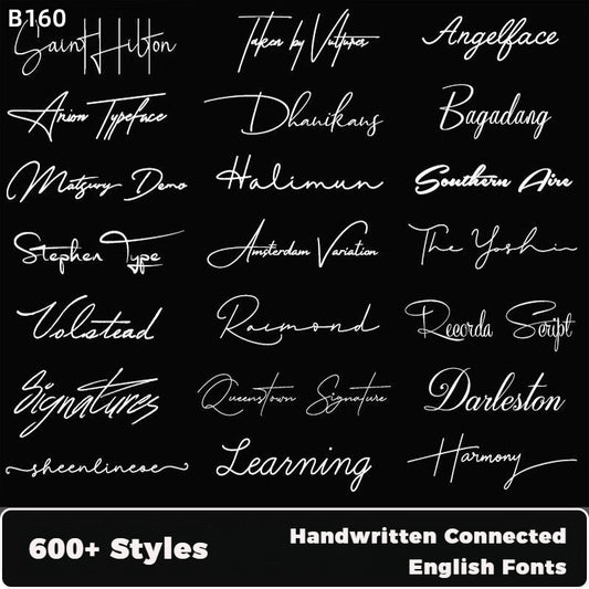 🔥600 Commercial-Use Handwritten Connected English Fonts TTF/OTF|For PS/Procreate/Design|Logo/Wedding/Digital Art Styles – Only $0.4! - pixelpenco