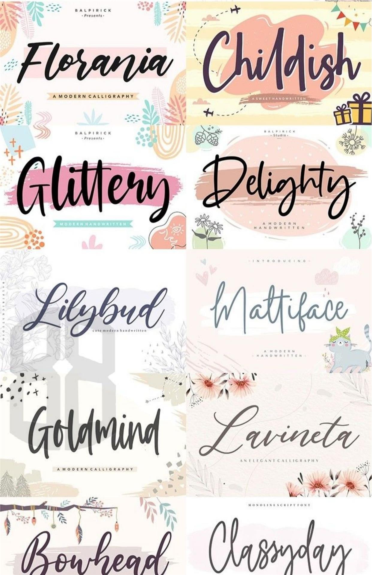🔥600 Commercial-Use Handwritten Connected English Fonts TTF/OTF|For PS/Procreate/Design|Logo/Wedding/Digital Art Styles – Only $0.4! - pixelpenco