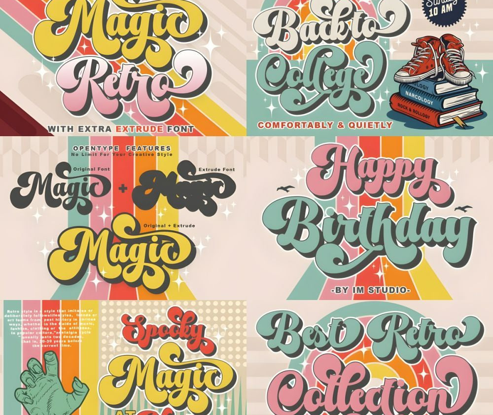 20 Cute English Fonts For PS & Procreate – American Retro Cartoon Graffiti Styles, Commercial Use Allowed – Only $0.5! - pixelpenco