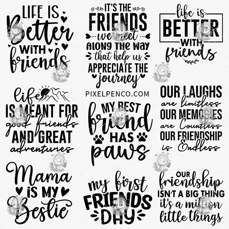 Best Friends Text Design Pack | Alphabet Design Decorative Clipart EPS Source Files | High - Definition Design Materials