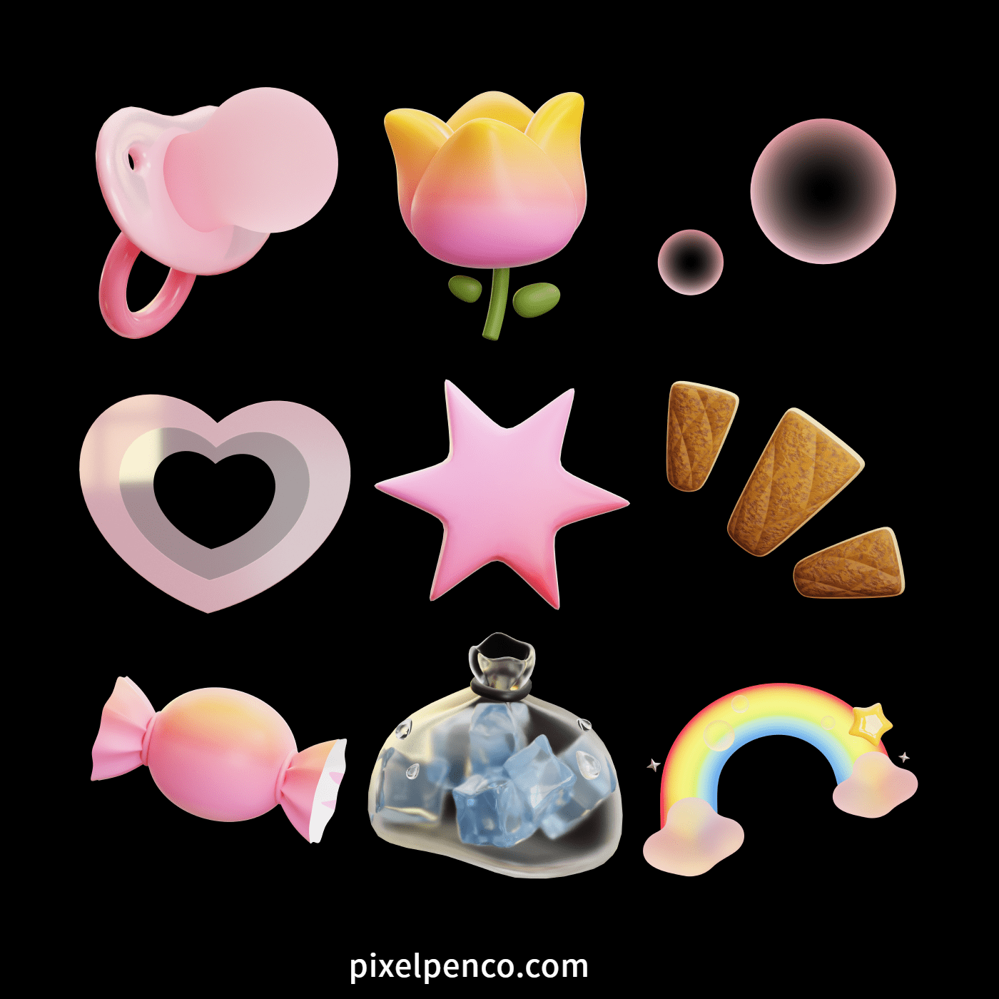 37 High-Quality 3D Cartoon Models | Plush Bears, Flowers, Bubbles & Light Bulbs For C4D/Blender – $3 Instant Email Delivery