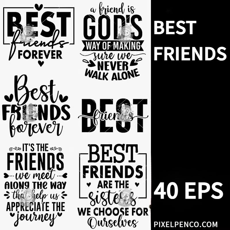 Best Friends Text Design Pack | Alphabet Design Decorative Clipart EPS Source Files | High - Definition Design Materials
