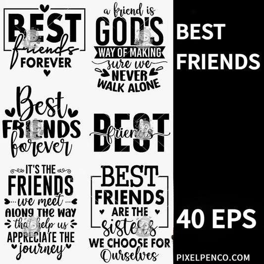 Best Friends Text Design Pack | Alphabet Design Decorative Clipart EPS Source Files | High - Definition Design Materials