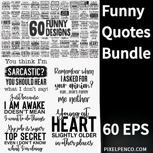 Funny Quotes Bundle | Hand-Drawn English Proverbs Clipart EPS Files | HD Premium Design Assets